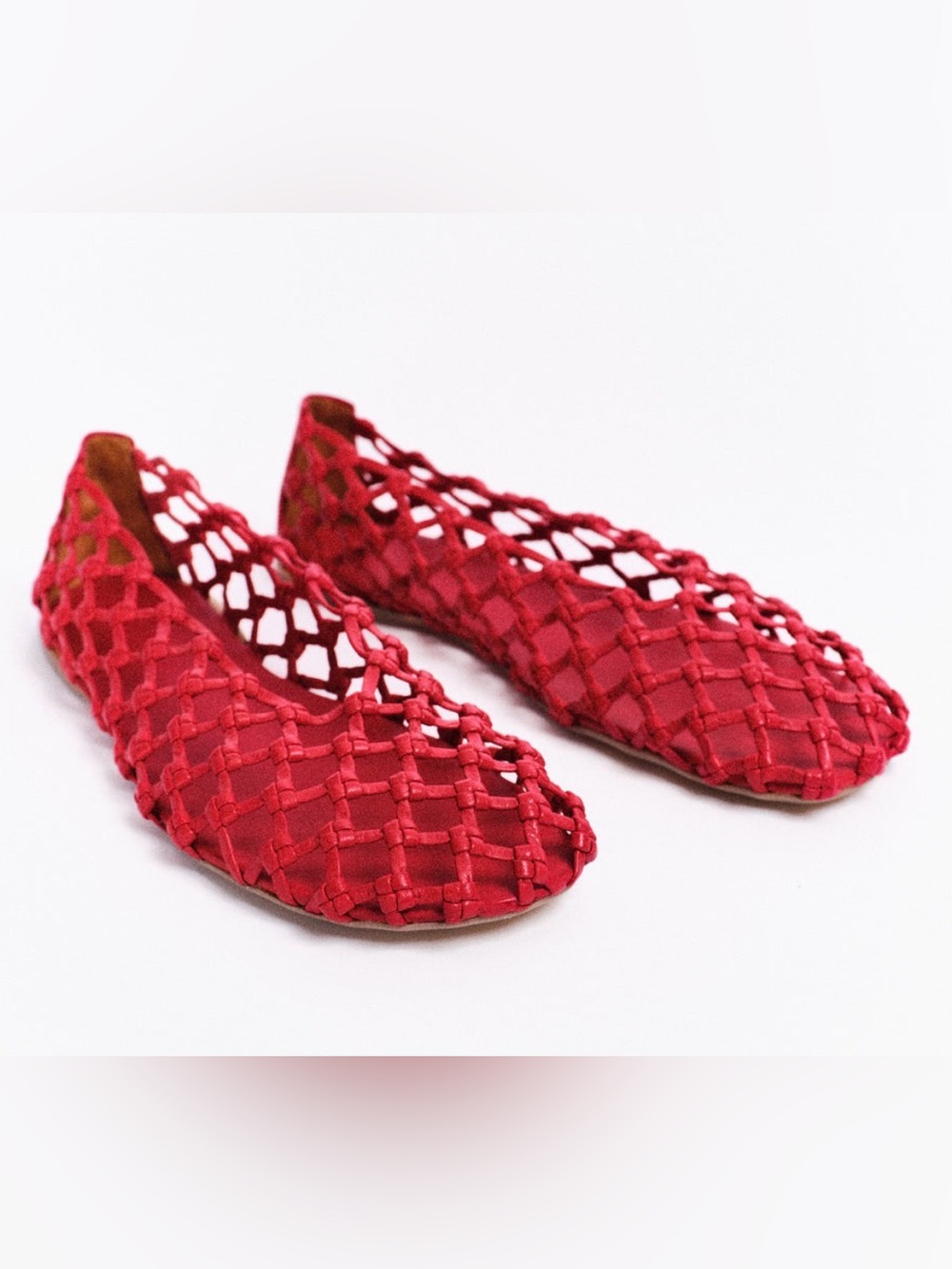 Red Woven Slip-On Flats for Women